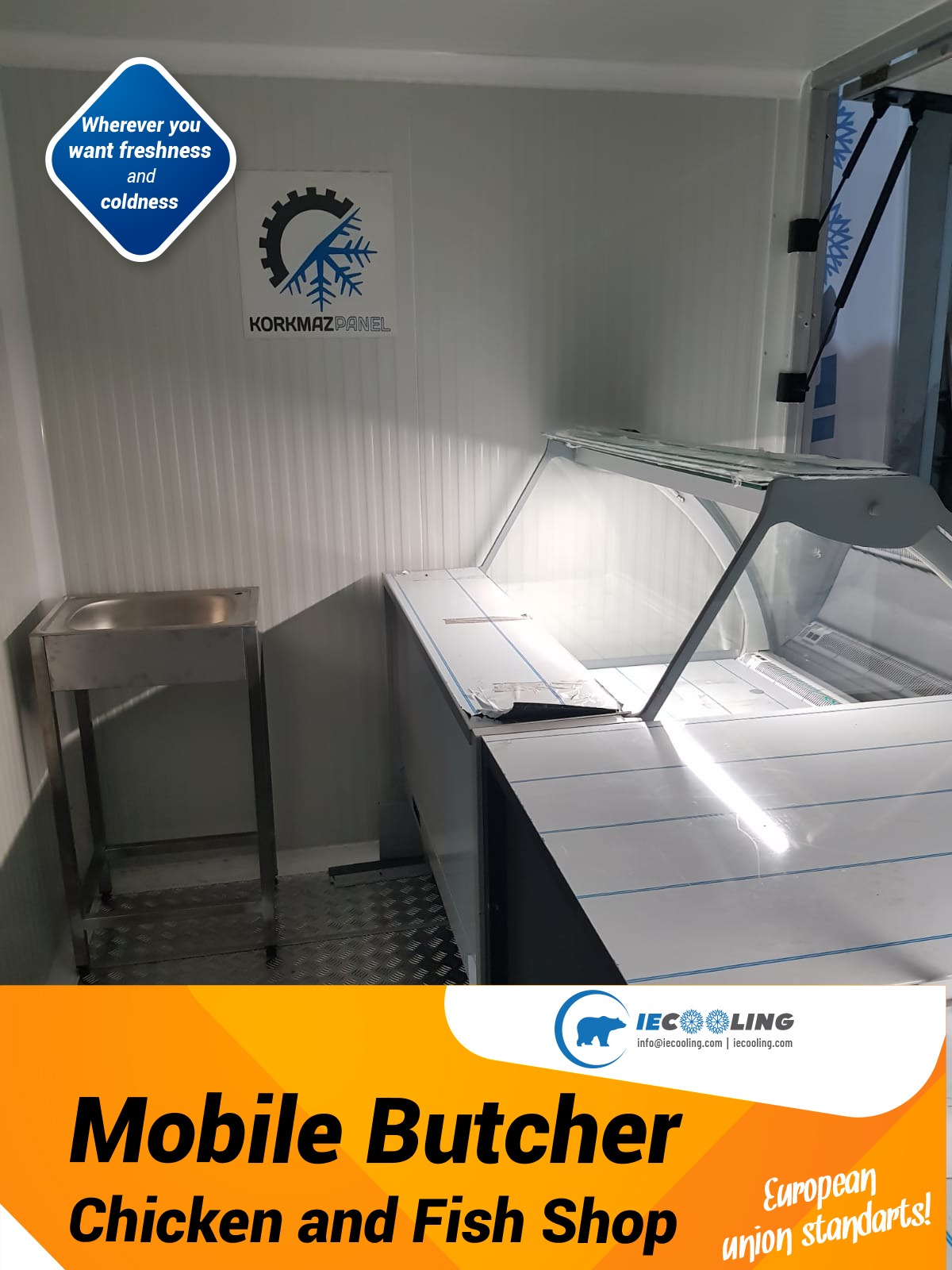 Mobile butcher chicken and fish shop
