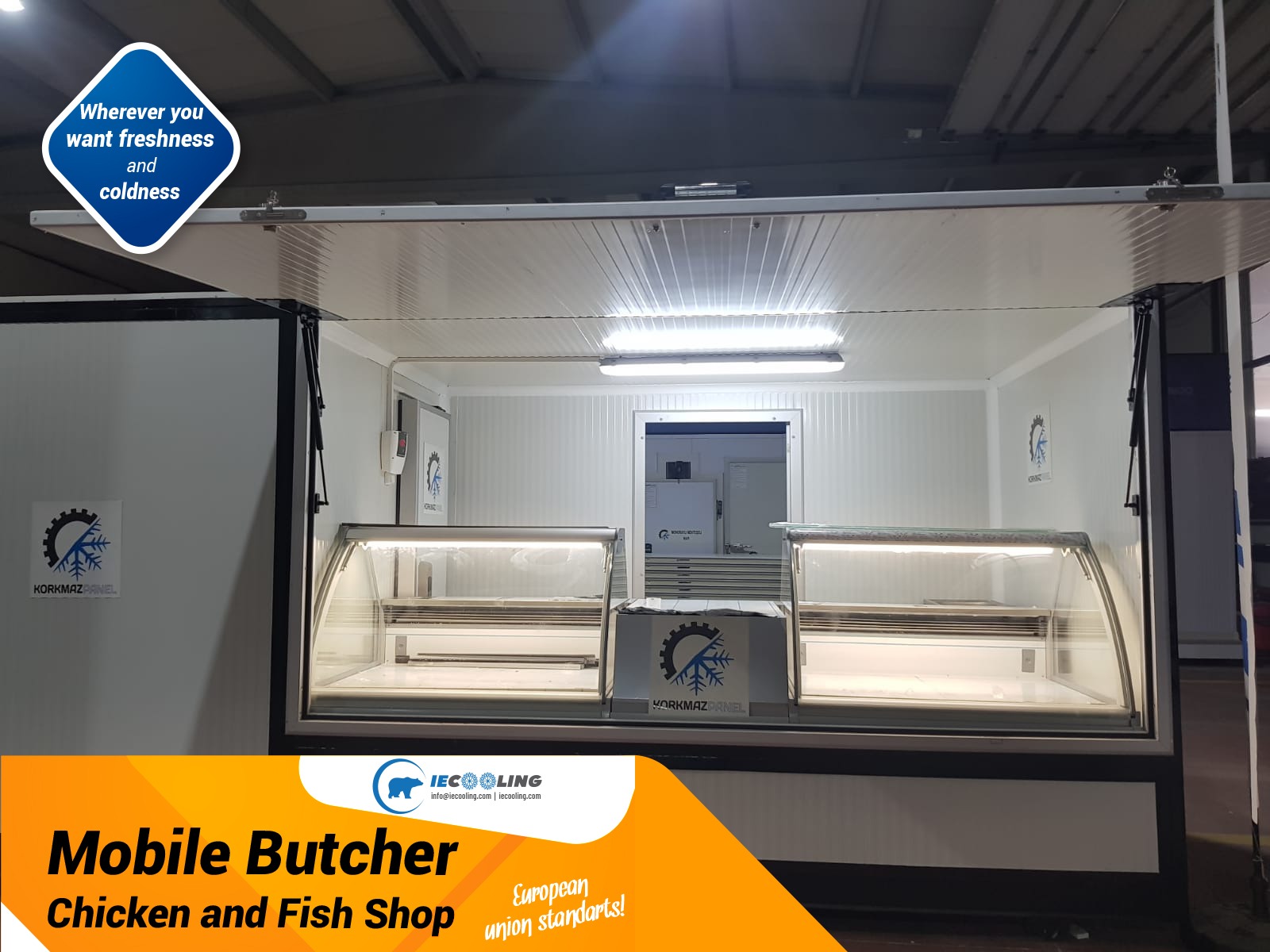 Mobile butcher chicken and fish shop