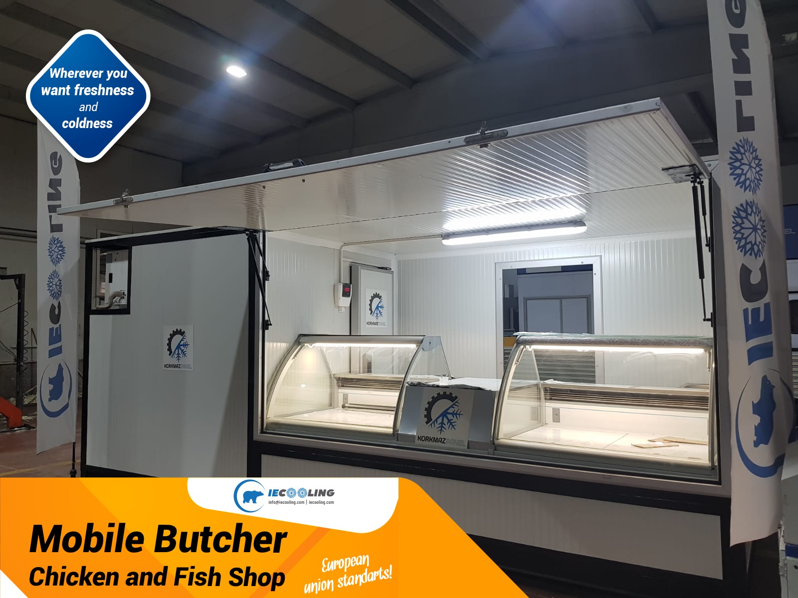Mobile butcher chicken and fish shop